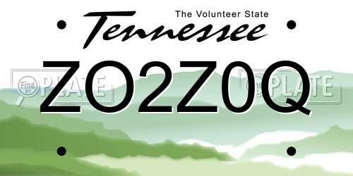 ZO2Z0Q Tennessee License Plate