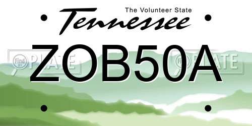 ZOB50A Tennessee License Plate