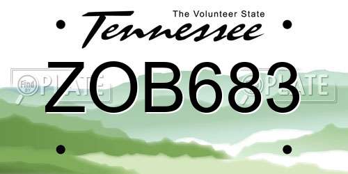 ZOB683 Tennessee License Plate