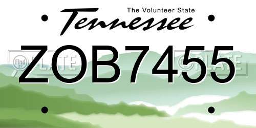 ZOB7455 Tennessee License Plate
