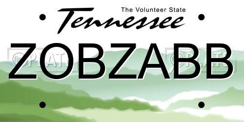 ZOBZABB Tennessee License Plate