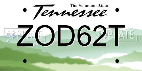 ZOD62T Tennessee License Plate