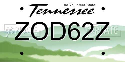 ZOD62Z Tennessee License Plate