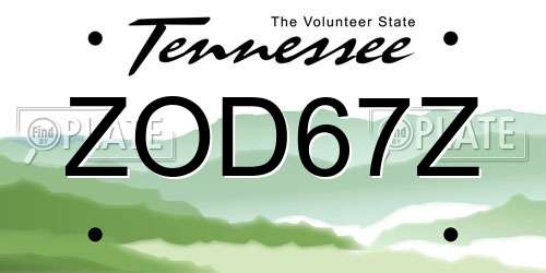 ZOD67Z Tennessee License Plate