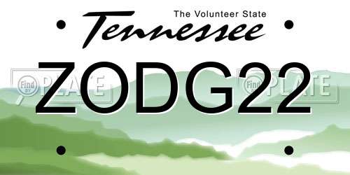ZODG22 Tennessee License Plate