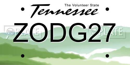 ZODG27 Tennessee License Plate
