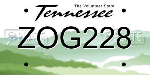 ZOG228 Tennessee License Plate