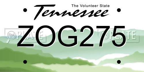 ZOG275 Tennessee License Plate