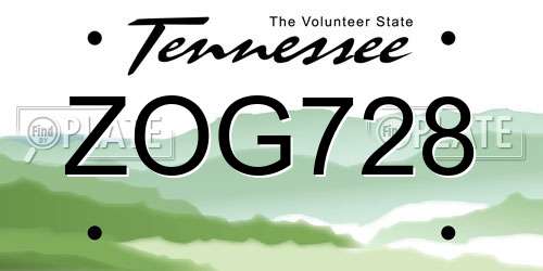 ZOG728 Tennessee License Plate