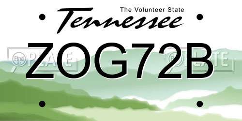 ZOG72B Tennessee License Plate