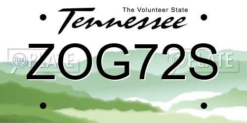 ZOG72S Tennessee License Plate