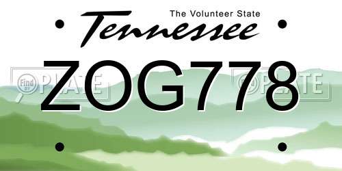 ZOG778 Tennessee License Plate