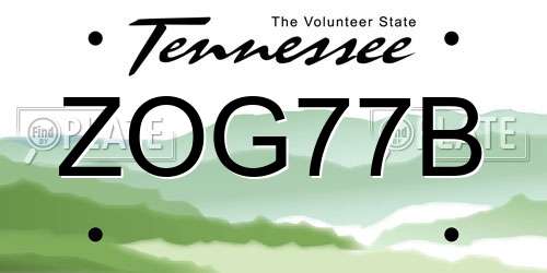 ZOG77B Tennessee License Plate