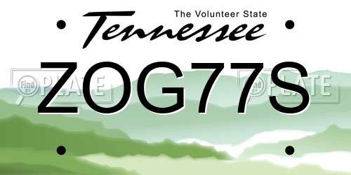 ZOG77S Tennessee License Plate