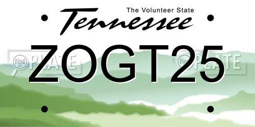 ZOGT25 Tennessee License Plate