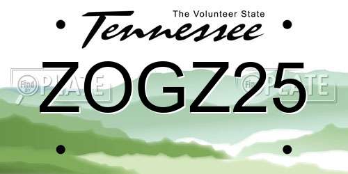 ZOGZ25 Tennessee License Plate