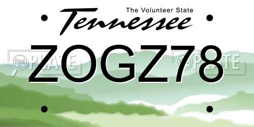 ZOGZ78 Tennessee License Plate