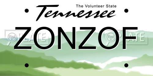 ZONZOF Tennessee License Plate