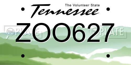 ZOO627 Tennessee License Plate