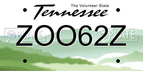 ZOO62Z Tennessee License Plate