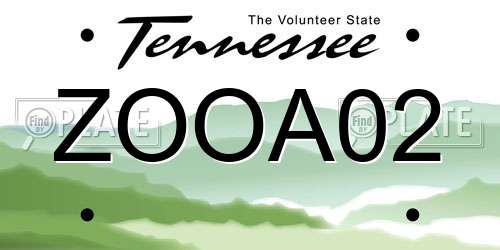 ZOOA02 Tennessee License Plate