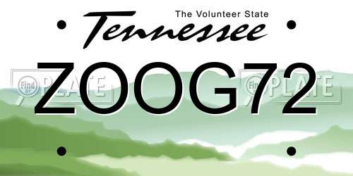 ZOOG72 Tennessee License Plate