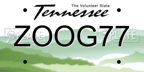 ZOOG77 Tennessee License Plate