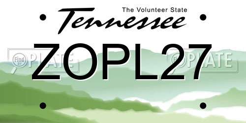 ZOPL27 Tennessee License Plate
