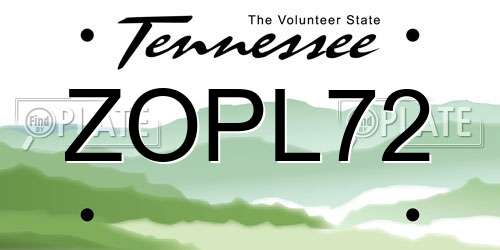 ZOPL72 Tennessee License Plate