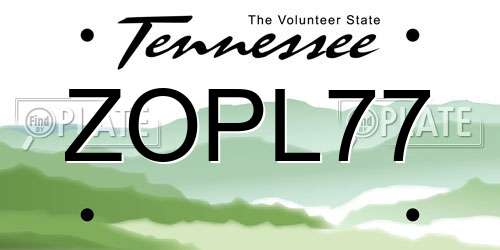 ZOPL77 Tennessee License Plate