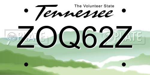 ZOQ62Z Tennessee License Plate
