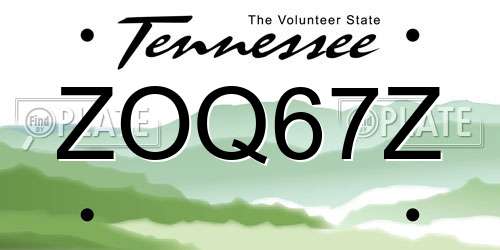 ZOQ67Z Tennessee License Plate