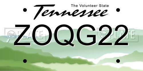 ZOQG22 Tennessee License Plate