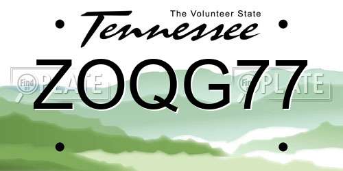 ZOQG77 Tennessee License Plate