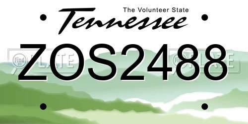 ZOS2488 Tennessee License Plate