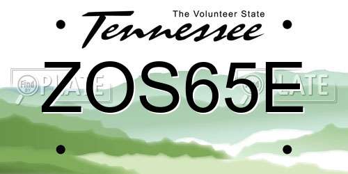 ZOS65E Tennessee License Plate