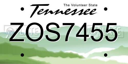ZOS7455 Tennessee License Plate