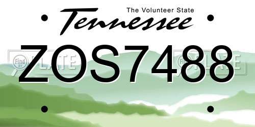 ZOS7488 Tennessee License Plate
