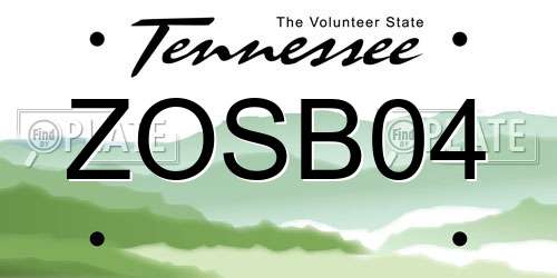 ZOSB04 Tennessee License Plate