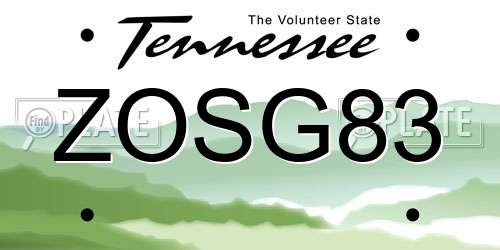 ZOSG83 Tennessee License Plate