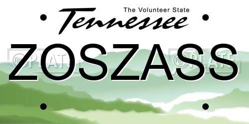 ZOSZASS Tennessee License Plate