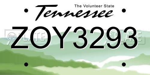 ZOY3293 Tennessee License Plate