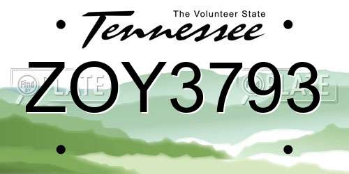ZOY3793 Tennessee License Plate
