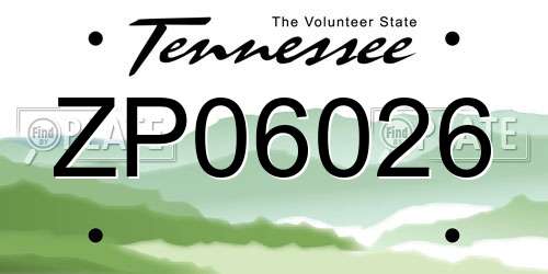 ZP06026 Tennessee License Plate