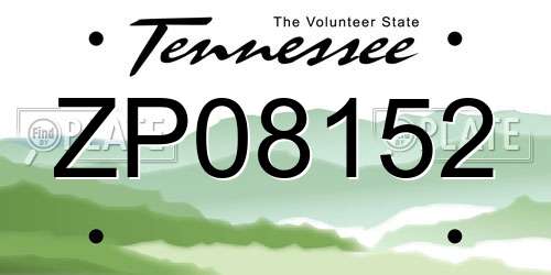 ZP08152 Tennessee License Plate