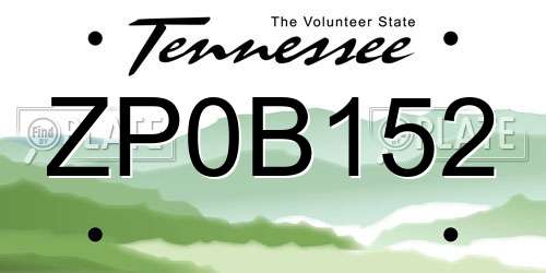 ZP0B152 Tennessee License Plate
