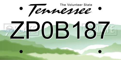 ZP0B187 Tennessee License Plate