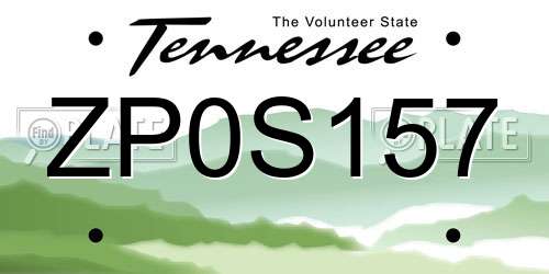ZP0S157 Tennessee License Plate