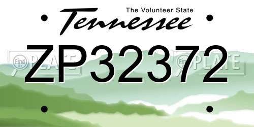 ZP32372 Tennessee License Plate