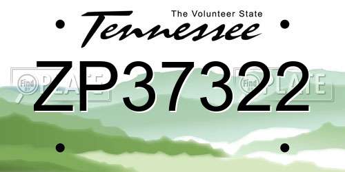 ZP37322 Tennessee License Plate